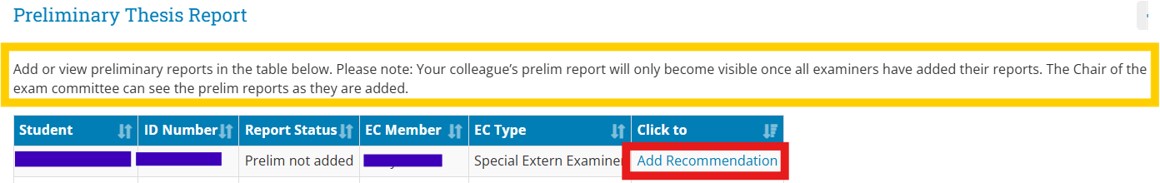 Submission of Preliminary Report